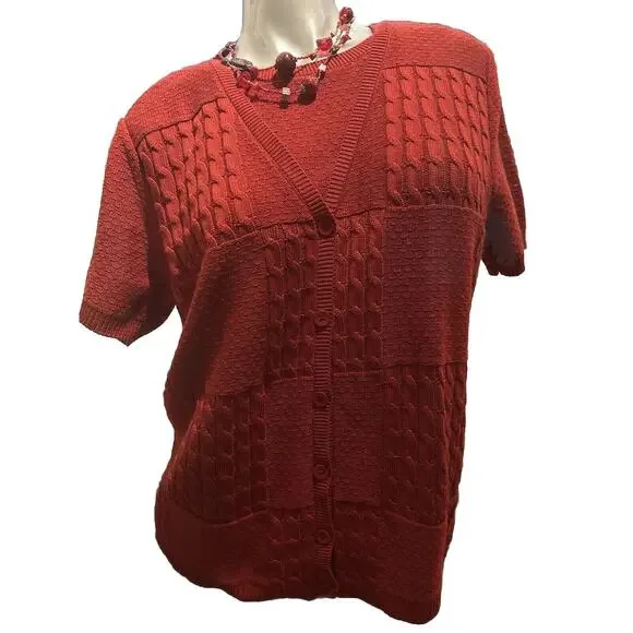 Alfred Dunner Sweaters Womens Alfred Dunner Red Short Sleeve